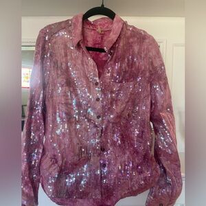 Pilcro Shrunken Sequin Blouse